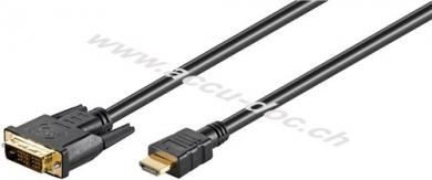 DVI-D/HDMI™ Kabel, vergoldet, 3 m, Schwarz - DVI-D-Stecker Single-Link (18+1 pin) > HDMI™-Stecker (Typ A) 