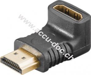 HDMI™ Winkeladapter, vergoldet, HDMI™-Buchse (Typ A), Schwarz - HDMI™-Buchse (Typ A) > HDMI™-Stecker (Typ A) 270° 