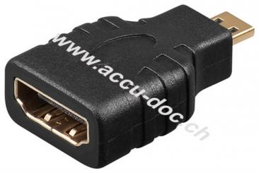 HDMI™ Adapter, vergoldet, 1 Stk. im Polybeutel, Schwarz - HDMI™-Buchse (Typ A) > HDMI™ Micro-Stecker (Typ D) 