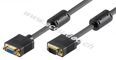 Full HD SVGA-Monitorverlängerung, vergoldet, 5 m, Schwarz - VGA-Stecker (15-polig) > VGA-Buchse (15-polig) 