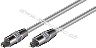 Toslink-Kabel 6 mm mit Metallsteckern, 2 m, Silber - Toslink-Stecker > Toslink-Stecker, ø 6 mm 