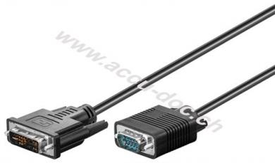 DVI-A/VGA Full HD-Kabel, vernickelt, 2 m, Schwarz - DVI-A-Stecker (12+5 pin) > VGA-Stecker (15-polig) 