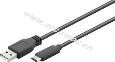 USB 2.0 Kabel USB-C™ auf USB A, schwarz, 0.5 m - geeignet für Geräte mit USB-C™-Anschluss 