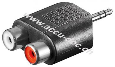 Cinch Adapter, AUX Klinke 3,5 mm Stecker zu 2x stereo Buchse, Klinke 3,5 mm Stecker (3-Pin, stereo) - Klinke 3,5 mm Stecker (3-Pin, stereo) > 2x Cinch-Buchse (Audio links 
