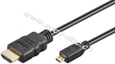High Speed HDMI™ Kabel mit Ethernet, vergoldet, 1 m, Schwarz - HDMI™-Stecker (Typ A) > HDMI™ Micro-Stecker (Typ D) 