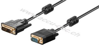 DVI-I/VGA Full HD Kabel, vergoldet, 10 m, Schwarz - DVI-A-Stecker (12+5 pin) > VGA-Stecker (15-polig) 