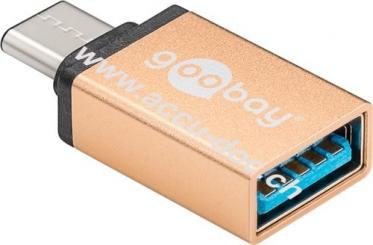 USB-C™/USB A OTG Super Speed Adapter für den Anschluss von Ladekabeln 3.0, gold, Gold - USB-C™-Stecker > USB 3.0-Buchse (Typ A) 
