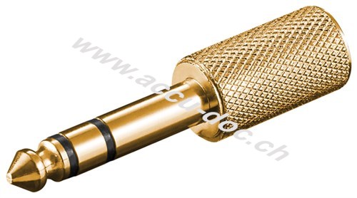 Kopfhörer-Adapter, AUX-Klinke 6,35 mm zu 3,5 mm, Goldausführung, Klinke 6,35 mm Stecker (3-Pin, stereo) - 1x 6,35-mm-Klinkenstecker (3-polig, stereo) > 1x 3,5-mm-Klinkenb 