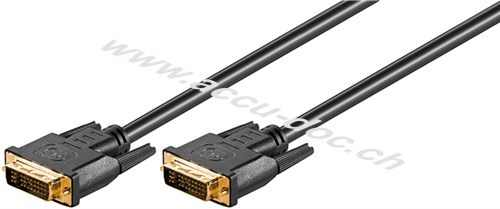 DVI-I Full HD Kabel Dual Link, vergoldet, 3 m, Schwarz - DVI-I-Stecker Dual-Link (24+5 pin) > DVI-I-Stecker Dual-Link (24+5 pin) 
