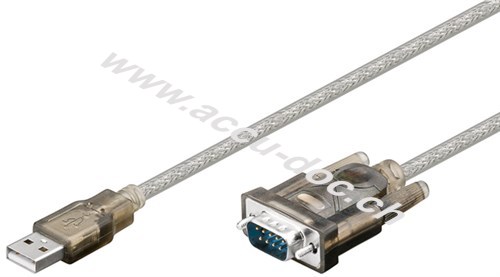 USB-auf-seriell-Adapter, transparent, 1.5 m - USB 2.0-Stecker (Typ A) > D-SUB/RS-232-Stecker (9-polig) 