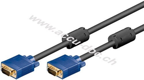 Full HD SVGA Monitorkabel, vergoldet, 3 m, Blau-Schwarz - VGA-Stecker (15-polig) > VGA-Stecker (15-polig) 