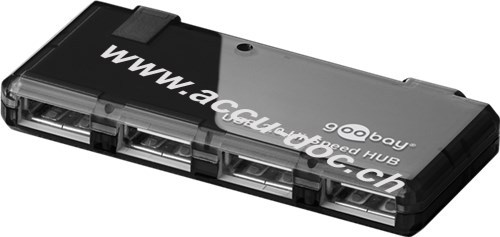 4-fach USB 2.0 Hi-Speed-HUB, Schwarz, 0.4 m - zum Verbinden von bis zu 4 USB-Geräten mit einem USB-Anschluss 