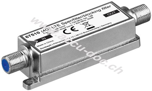 LTE/4G Sperrfilter, F-Buchse auf F-Buchse, F-Buchse, Silber - für störungsfreien DVB-T- / DVB-T2-HD-Empfang 